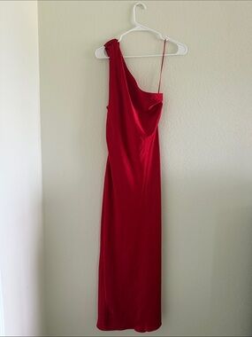 ZARA Satin Midi Red Dress